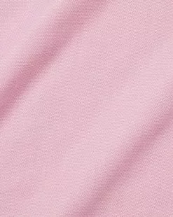 CHARLES TYRWHITT Spread Collar Non-Iron Henley Weave Shirt - Pink -Charles Tyrwhitt Shop FON2482PNK FABRIC DETAIL