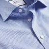 CHARLES TYRWHITT Semi-Spread Collar Egyptian Cotton Twill Small Grid Check Shirt - Ocean B