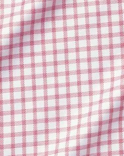 CHARLES TYRWHITT Semi-Spread Collar Egyptian Cotton Twill Fine Check Shirt - Dark Pink 13 CHARLES TYRWHITT Semi-Spread Collar Egyptian Cotton Twill Fine Check Shirt - Dark Pink -Charles Tyrwhitt Shop FOR2329DPK FABRIC DETAIL