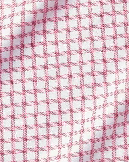 CHARLES TYRWHITT Semi-Spread Collar Egyptian Cotton Twill Fine Check Shirt - Dark Pink 8 CHARLES TYRWHITT Semi-Spread Collar Egyptian Cotton Twill Fine Check Shirt - Dark Pink - Image 6