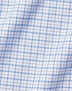 CHARLES TYRWHITT Semi-Spread Collar Egyptian Cotton Twill Double Check Shirt - Ocean B 13 CHARLES TYRWHITT Semi-Spread Collar Egyptian Cotton Twill Double Check Shirt - Ocean B -Charles Tyrwhitt Shop FOR2330OCE FABRIC DETAIL