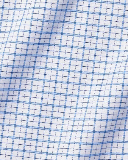 CHARLES TYRWHITT Semi-Spread Collar Egyptian Cotton Twill Double Check Shirt - Ocean B 8 CHARLES TYRWHITT Semi-Spread Collar Egyptian Cotton Twill Double Check Shirt - Ocean B - Image 6
