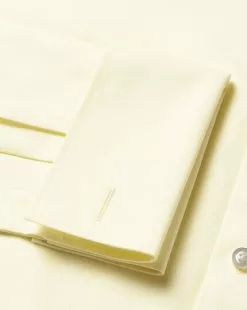 CHARLES TYRWHITT Semi-Spread Collar Egyptian Cotton Berkshire Weave Shirt - Lemon -Charles Tyrwhitt Shop FOR2339LMN DOUBLE CUFF