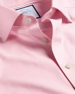CHARLES TYRWHITT Semi-Spread Collar Egyptian Cotton Berkshire Weave Shirt - Pink