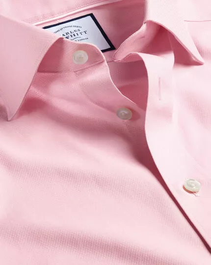 CHARLES TYRWHITT Semi-Spread Collar Egyptian Cotton Berkshire Weave Shirt - Pink 3 CHARLES TYRWHITT Semi-Spread Collar Egyptian Cotton Berkshire Weave Shirt - Pink