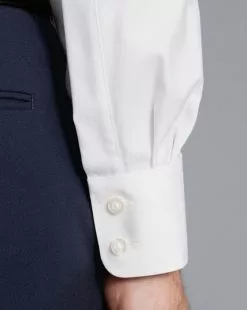 CHARLES TYRWHITT Semi-Spread Collar Egyptian Cotton Berkshire Weave Shirt - Wh -Charles Tyrwhitt Shop FOR2339WHT MODEL CUFF