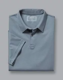 CHARLES TYRWHITT Smart Jersey Polo - Steel B -Charles Tyrwhitt Shop JEP0317DEN FOLD