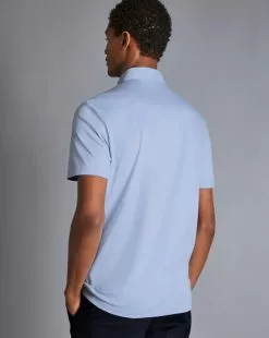 CHARLES TYRWHITT Smart Jersey Polo - Light B -Charles Tyrwhitt Shop JEP0317SKY MODEL BACK