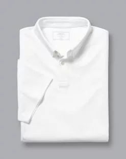 CHARLES TYRWHITT Smart Jersey Polo - Wh -Charles Tyrwhitt Shop JEP0317WHT FOLD