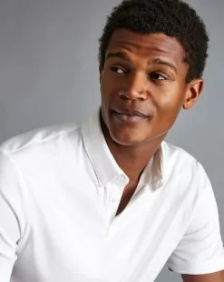 CHARLES TYRWHITT Smart Jersey Polo - Wh -Charles Tyrwhitt Shop JEP0317WHT MODEL DETAIL