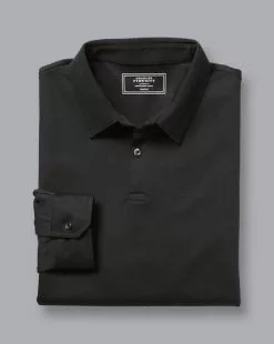 CHARLES TYRWHITT Smart Long Sleeve Jersey Polo - Black 11 CHARLES TYRWHITT Smart Long Sleeve Jersey Polo - Black -Charles Tyrwhitt Shop JEP0326BLK FOLD