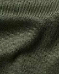 CHARLES TYRWHITT Smart Long Sleeve Jersey Polo - Olive Green -Charles Tyrwhitt Shop JEP0326OLV FABRIC DETAIL