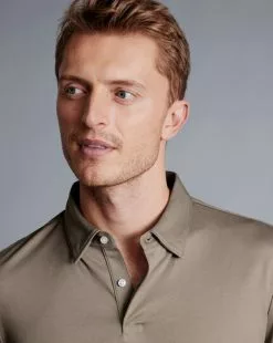 CHARLES TYRWHITT Smart Long Sleeve Jersey Polo - T 9 CHARLES TYRWHITT Smart Long Sleeve Jersey Polo - T -Charles Tyrwhitt Shop JEP0326TPE MODEL DETAIL