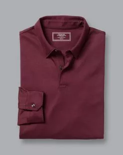 CHARLES TYRWHITT Smart Long Sleeve Jersey Polo - Win 8 CHARLES TYRWHITT Smart Long Sleeve Jersey Polo - Win -Charles Tyrwhitt Shop JEP0326WNE FOLD