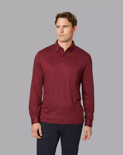 CHARLES TYRWHITT Smart Long Sleeve Jersey Polo - Win 4 CHARLES TYRWHITT Smart Long Sleeve Jersey Polo - Win - Image 2
