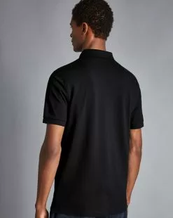 CHARLES TYRWHITT Tyrwhitt Pique Polo - Black -Charles Tyrwhitt Shop JEP0340BLK MODEL BACK