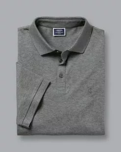 CHARLES TYRWHITT Tyrwhitt Pique Polo - Grey -Charles Tyrwhitt Shop JEP0340GRY FOLD