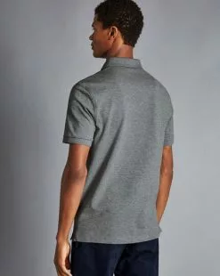 CHARLES TYRWHITT Tyrwhitt Pique Polo - Grey -Charles Tyrwhitt Shop JEP0340GRY MODEL BACK