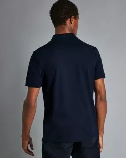CHARLES TYRWHITT Tyrwhitt Pique Polo - Navy -Charles Tyrwhitt Shop JEP0340NAV MODEL BACK