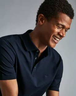 CHARLES TYRWHITT Tyrwhitt Pique Polo - Navy -Charles Tyrwhitt Shop JEP0340NAV MODEL DETAIL