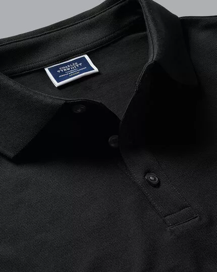 CHARLES TYRWHITT Tyrwhitt Long Sleeve Pique Polo - Black 3 CHARLES TYRWHITT Tyrwhitt Long Sleeve Pique Polo - Black