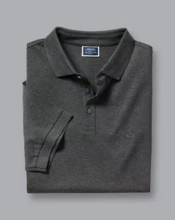CHARLES TYRWHITT Tyrwhitt Pique Polo - Dark Grey M -Charles Tyrwhitt Shop JEP0373DGY FOLD