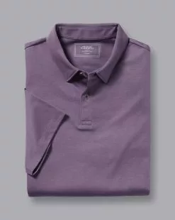 CHARLES TYRWHITT Smart Jersey Polo - Lavender P -Charles Tyrwhitt Shop JEP0374LVR FOLD