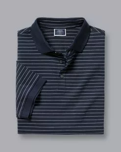 CHARLES TYRWHITT Tyrwhitt Pique Polo - Navy & Wh -Charles Tyrwhitt Shop JEP0377NWT FOLD