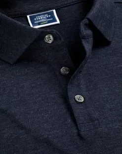 CHARLES TYRWHITT Navy Melange Tyrwhitt Pique P