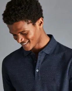 CHARLES TYRWHITT Navy Melange Tyrwhitt Pique P 9 CHARLES TYRWHITT Navy Melange Tyrwhitt Pique P -Charles Tyrwhitt Shop JEP0384NAV MODEL DETAIL