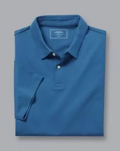 CHARLES TYRWHITT Smart Jersey Polo - Ocean B -Charles Tyrwhitt Shop JEP0385OCE FOLD SINGLE