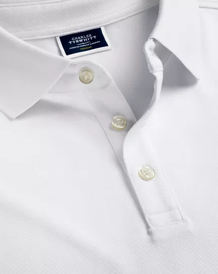 CHARLES TYRWHITT Tyrwhitt Long Sleeve Pique Polo - Wh 3 CHARLES TYRWHITT Tyrwhitt Long Sleeve Pique Polo - Wh