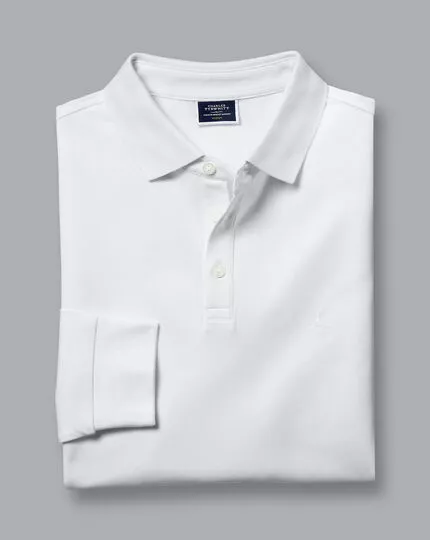 CHARLES TYRWHITT Tyrwhitt Long Sleeve Pique Polo - Wh 6 CHARLES TYRWHITT Tyrwhitt Long Sleeve Pique Polo - Wh - Image 4