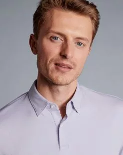 CHARLES TYRWHITT Combed Cotton Polo - Lilac P -Charles Tyrwhitt Shop JEP0390LLC MODEL DETAIL