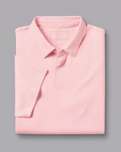 CHARLES TYRWHITT Combed Cotton Polo - Light Pink -Charles Tyrwhitt Shop JEP0390LPK FOLD SINGLE