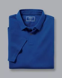 CHARLES TYRWHITT Combed Cotton Polo - Royal B -Charles Tyrwhitt Shop JEP0390RYL FOLD SINGLE