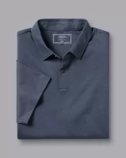 CHARLES TYRWHITT Combed Cotton Polo - Steel B -Charles Tyrwhitt Shop JEP0390STL FOLD SINGLE