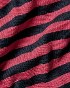 CHARLES TYRWHITT Striped Tyrwhitt Pique Polo - Coral & Navy -Charles Tyrwhitt Shop JEP0392CNV FABRIC DETAIL