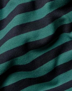CHARLES TYRWHITT Striped Tyrwhitt Pique Polo - Green & Navy -Charles Tyrwhitt Shop JEP0392GNV FABRIC DETAIL