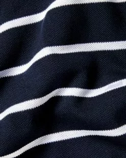 CHARLES TYRWHITT Breton Stripe Tyrwhitt Pique Polo - Navy & Wh -Charles Tyrwhitt Shop JEP0392NWT FABRIC DETAIL