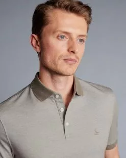 CHARLES TYRWHITT Birdseye Pique Polo - Moch 9 CHARLES TYRWHITT Birdseye Pique Polo - Moch -Charles Tyrwhitt Shop JEP0393MCA MODEL DETAIL