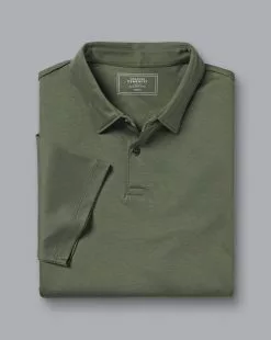 CHARLES TYRWHITT Smart Jersey Polo - Olive Green 10 CHARLES TYRWHITT Smart Jersey Polo - Olive Green -Charles Tyrwhitt Shop JEP0398OLV FOLD SINGLE
