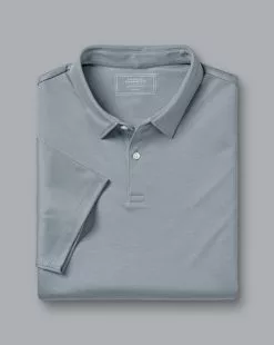 CHARLES TYRWHITT Smart Jersey Polo - Silv -Charles Tyrwhitt Shop JEP0398SLV FOLD SINGLE