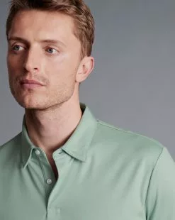 CHARLES TYRWHITT Smart Jersey Polo - Spearmin -Charles Tyrwhitt Shop JEP0398SPM MODEL DETAIL