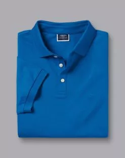CHARLES TYRWHITT Tyrwhitt Pique Polo - Cobalt B -Charles Tyrwhitt Shop JEP0402COB FOLD SINGLE