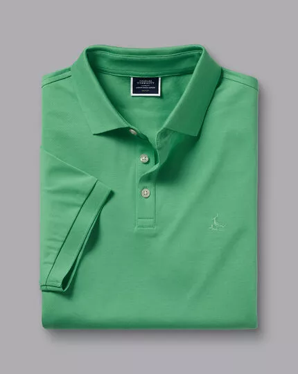 CHARLES TYRWHITT Tyrwhitt Pique Polo - Green 6 CHARLES TYRWHITT Tyrwhitt Pique Polo - Green - Image 4