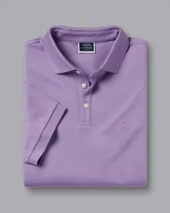 CHARLES TYRWHITT Tyrwhitt Pique Polo - Lilac P -Charles Tyrwhitt Shop JEP0402LLC FOLD SINGLE