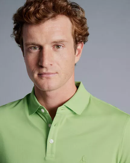 CHARLES TYRWHITT Tyrwhitt Pique Polo - Lime Green 5 CHARLES TYRWHITT Tyrwhitt Pique Polo - Lime Green - Image 3