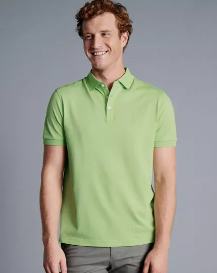 CHARLES TYRWHITT Tyrwhitt Pique Polo - Lime Green 4 CHARLES TYRWHITT Tyrwhitt Pique Polo - Lime Green - Image 2