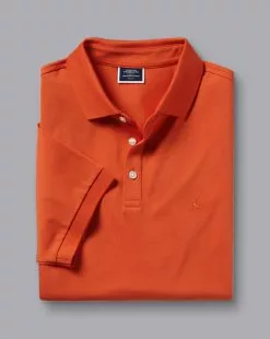 CHARLES TYRWHITT Tyrwhitt Pique Polo - Orang -Charles Tyrwhitt Shop JEP0402ORG FOLD SINGLE